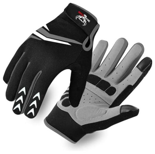 Full Finger Cycling Gloves with Padding for Men Women, Anti-Slip, Large Black