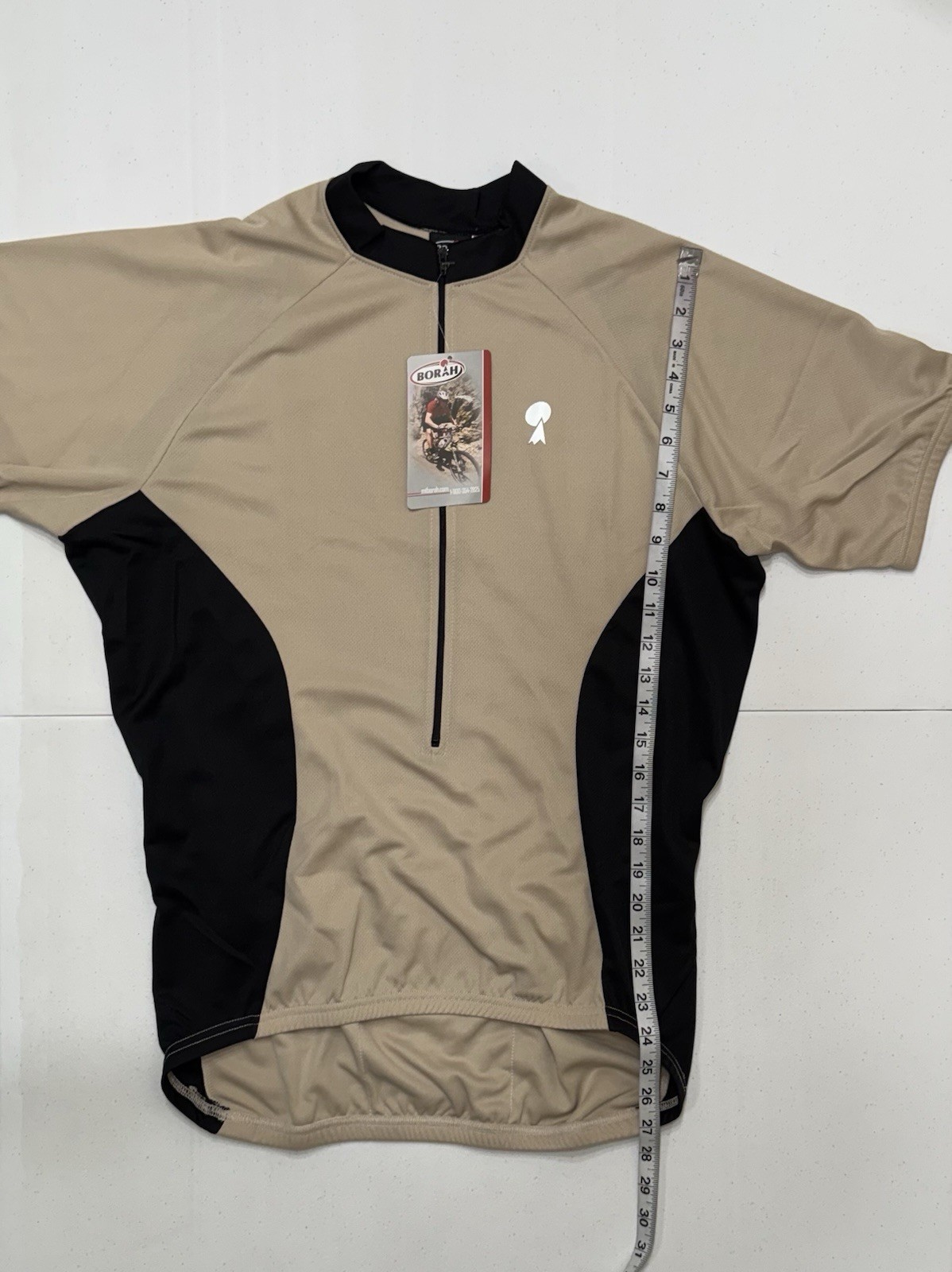 Borah Men’s Tan & Black Short Sleeve 1/2 Zip Slim Comfort Pro Cycling Jersey L