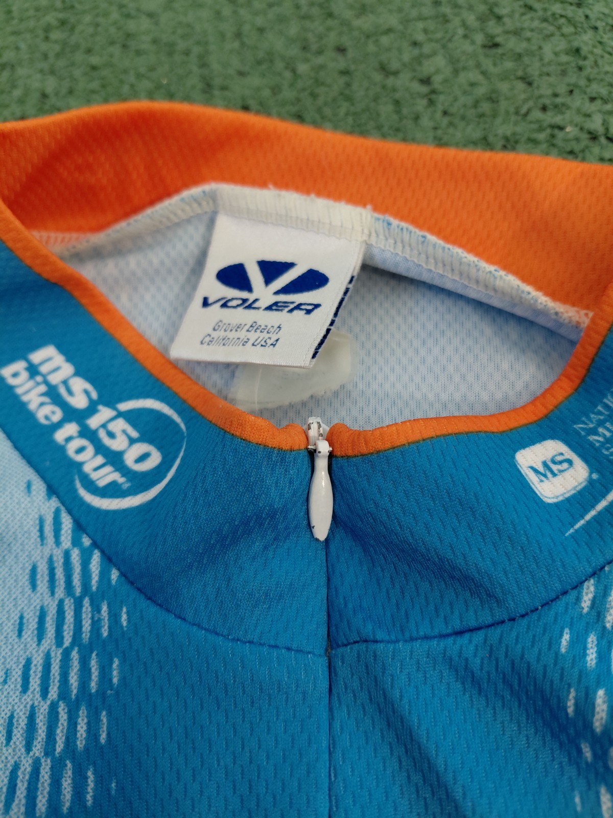 VINTAGE 2005 Voler MS 150 Bike Tour Blue & Orange Zip Up Cycling Jersey Sz Mediu