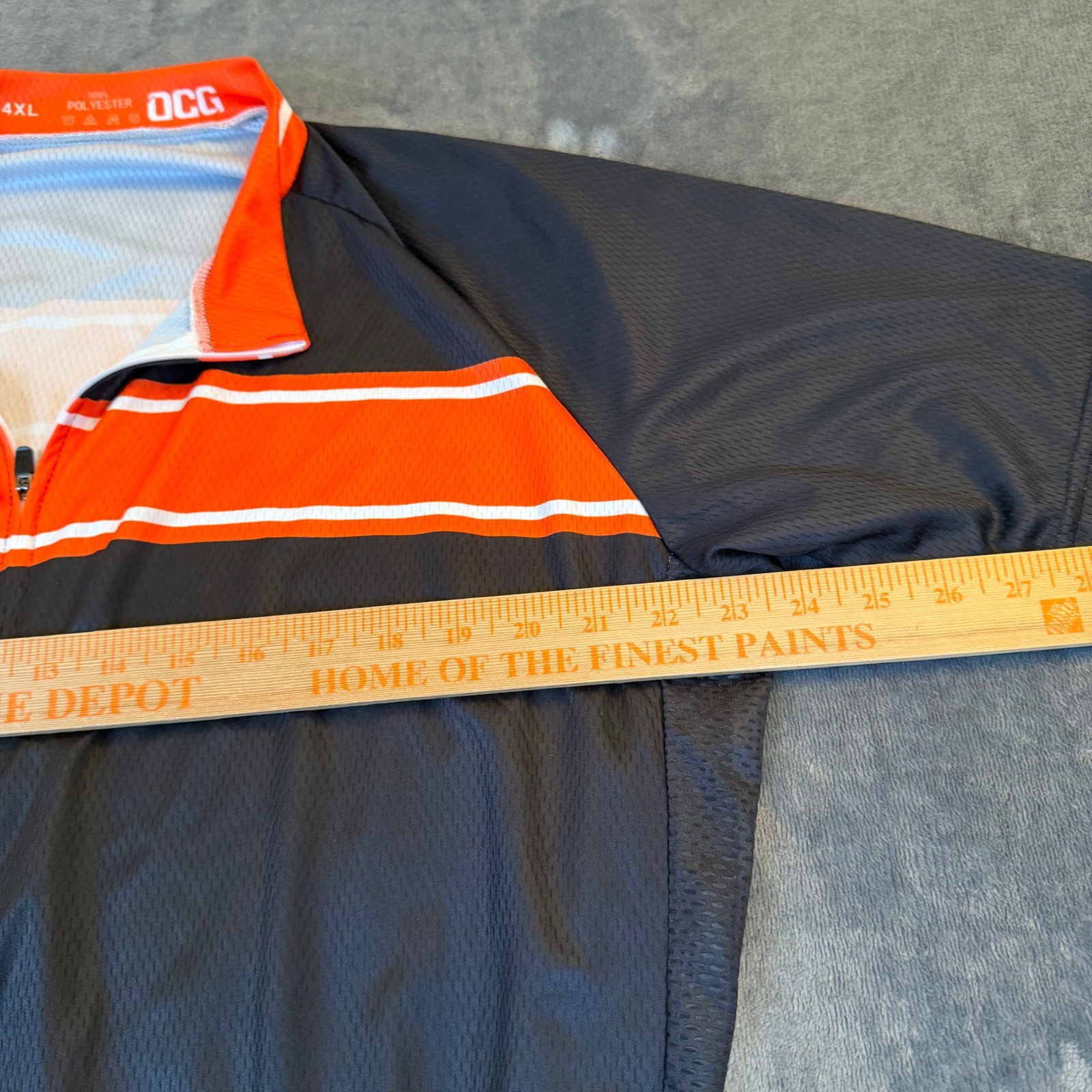 OCG Cycling Jersey Mens XXXX-Large 4XL Black Orange Full Zip Rear Pockets