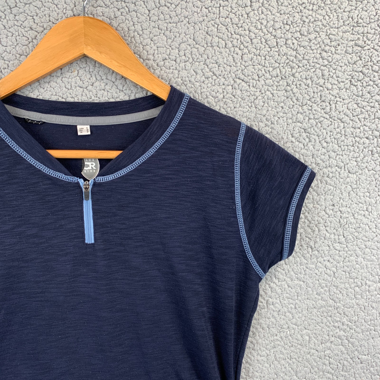Club Ride Top Womens Small Navy Blue 1/4 Zip Rear Pockets Stretch Cycling Jersey