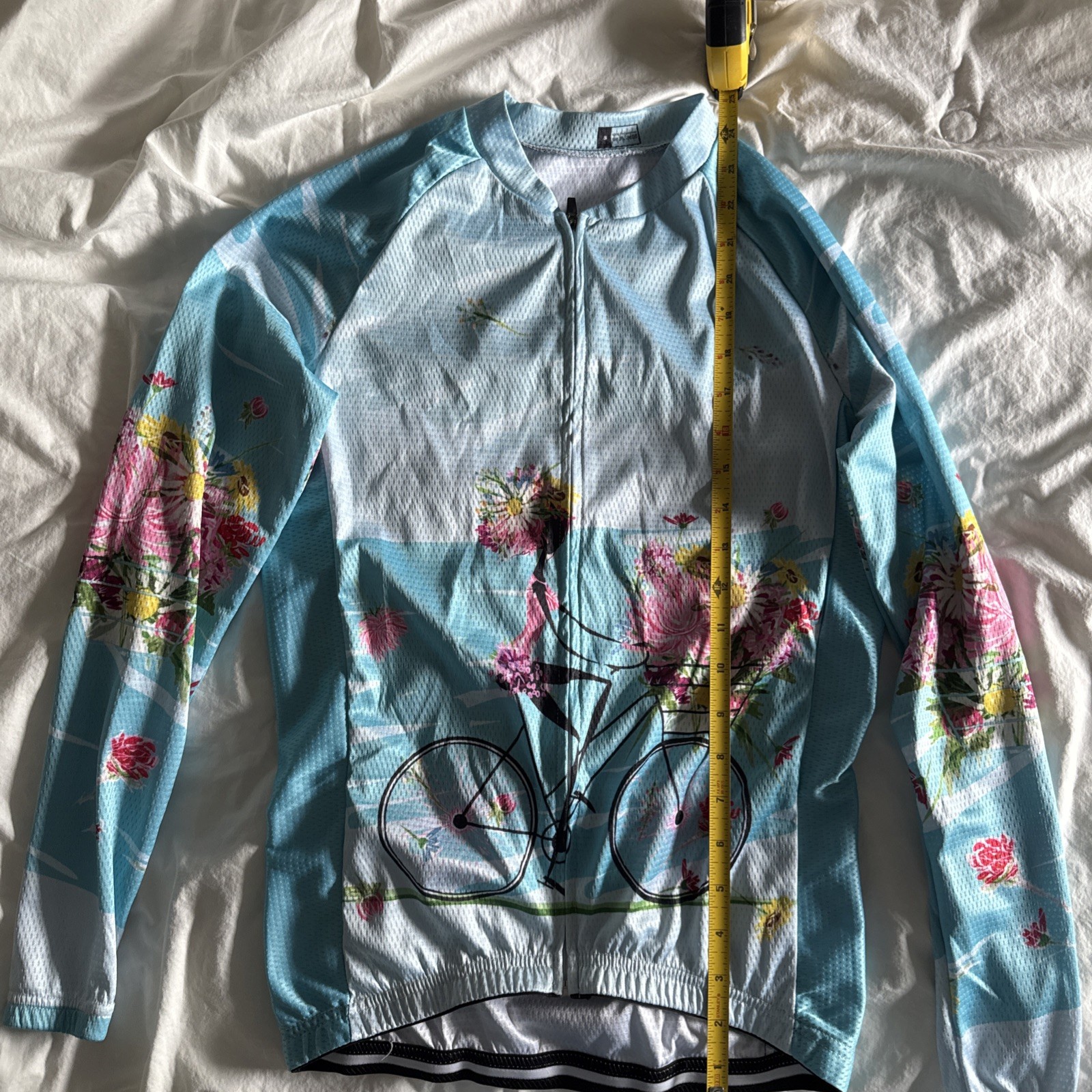 Cycling Jersey Shirt Women’s Small Multicolor Floral Long Sleeve Full Zip