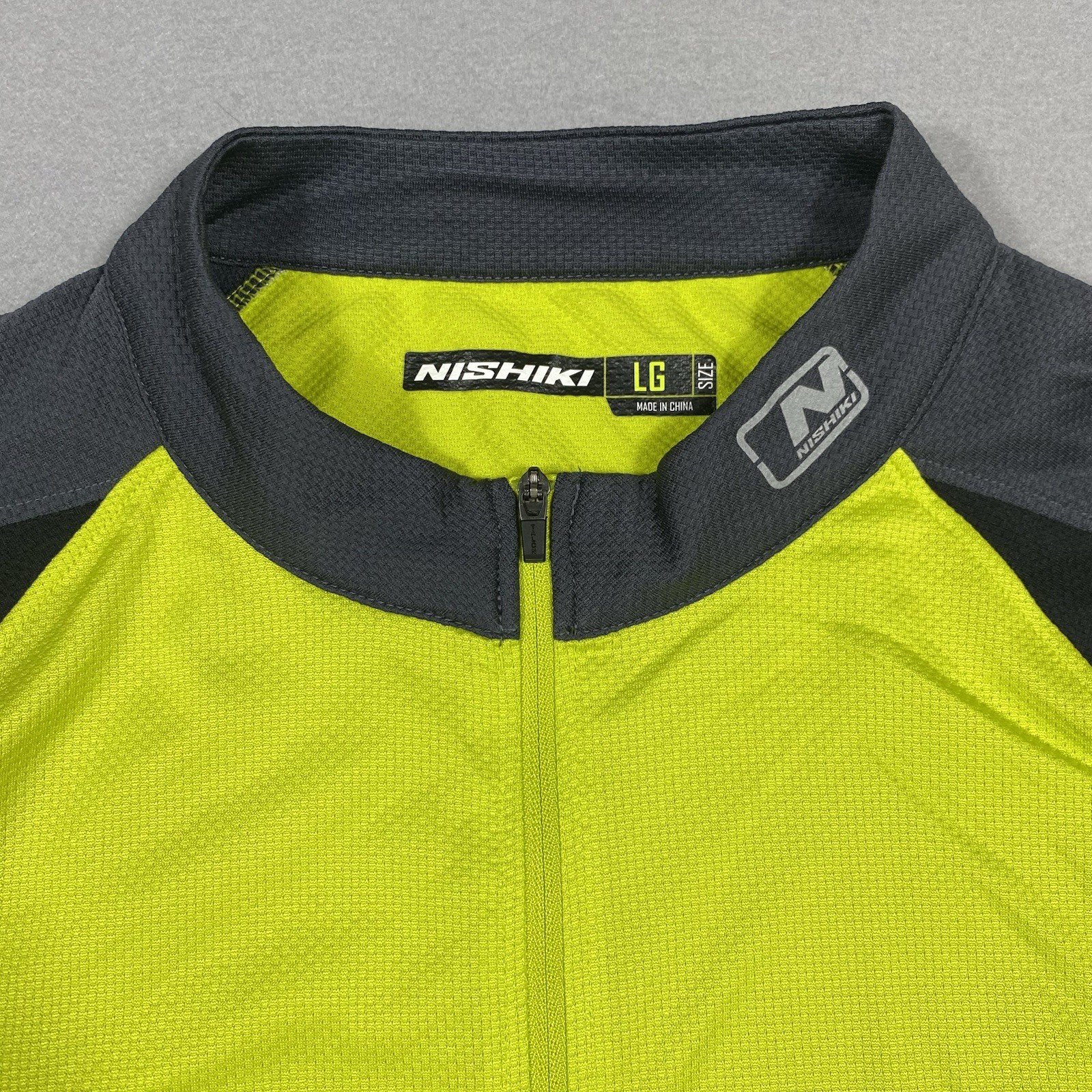 Nishiki High-Vis Neon Yellow Quarter-Zip Cycling Jersey Large Back Waist Pockets
