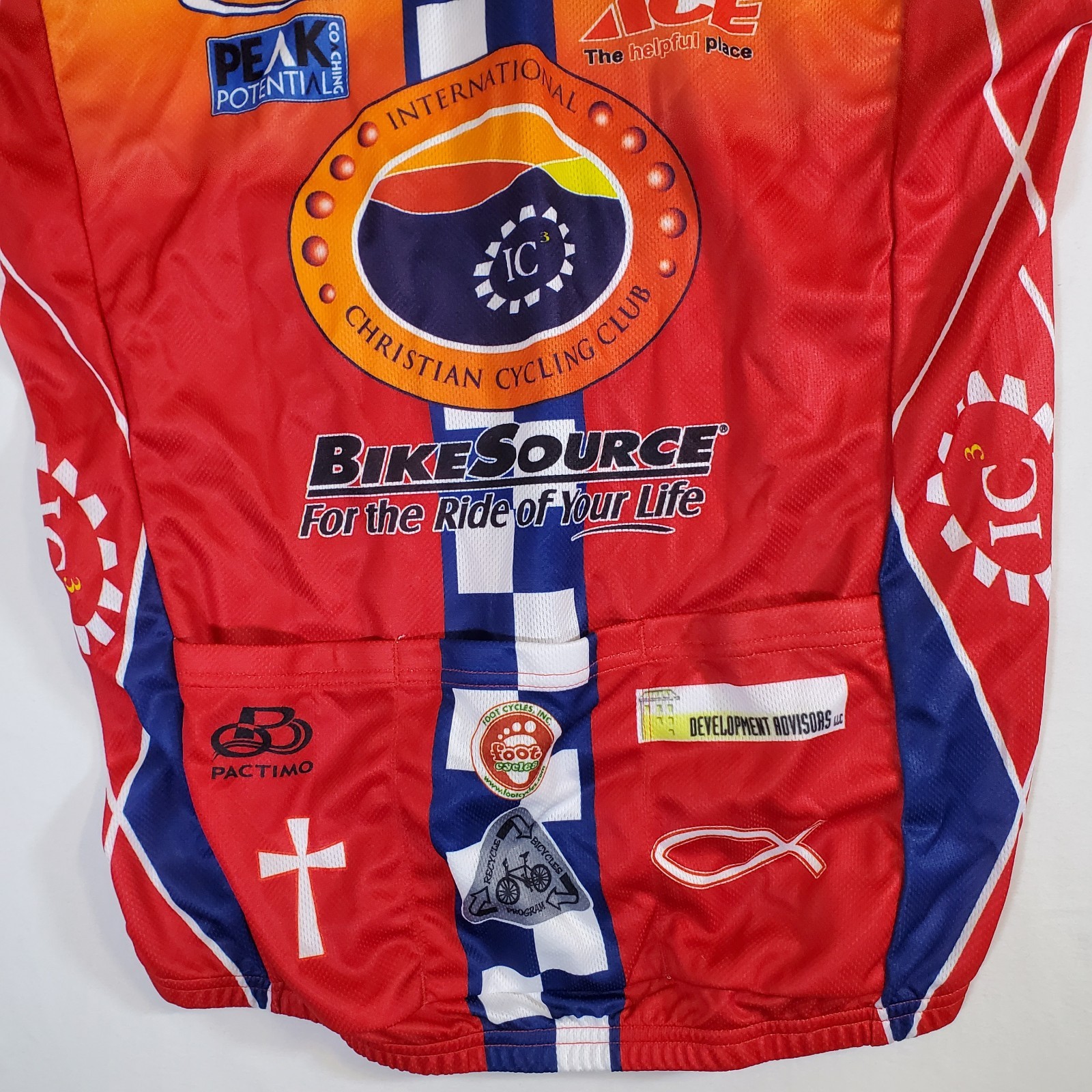 Pactimo Red Orange Christian Cycling Club NEW NWT Small 3/4 Zip Jersey Shirt