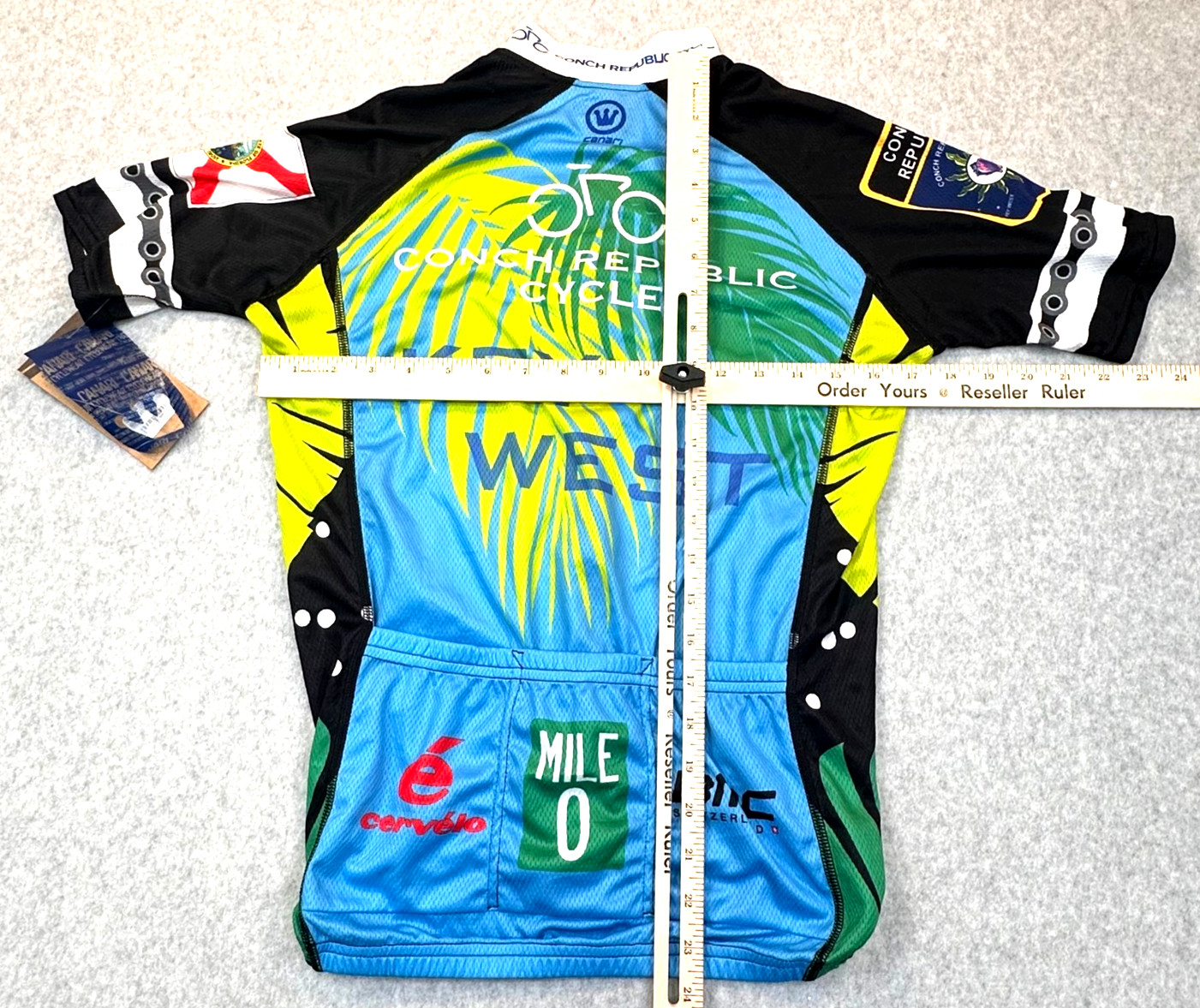 Canari Euro Cycling Jersey Size Small Full Zip Conch Republic Elastic Waist NWT