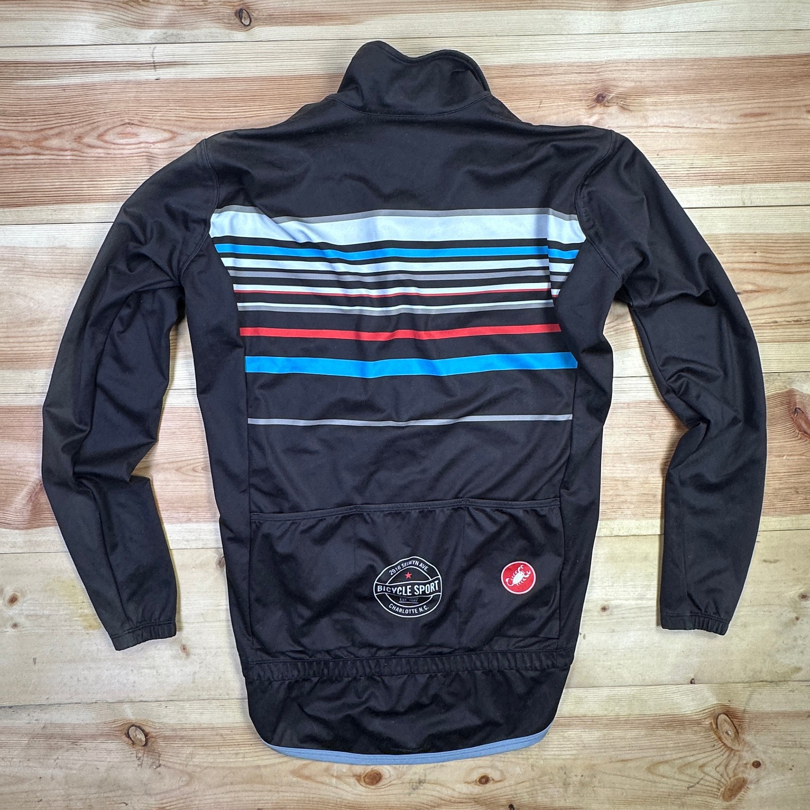 Castelli Cycling Jersey Mens Med Black Striped Long Sleeve Full Zip USA Made