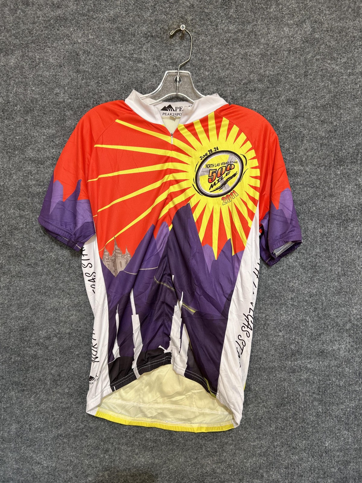Peak 1 Cycling Jersey Mens Medium Multicolor 500 Mile 2011 Full Zip Pockets Bike