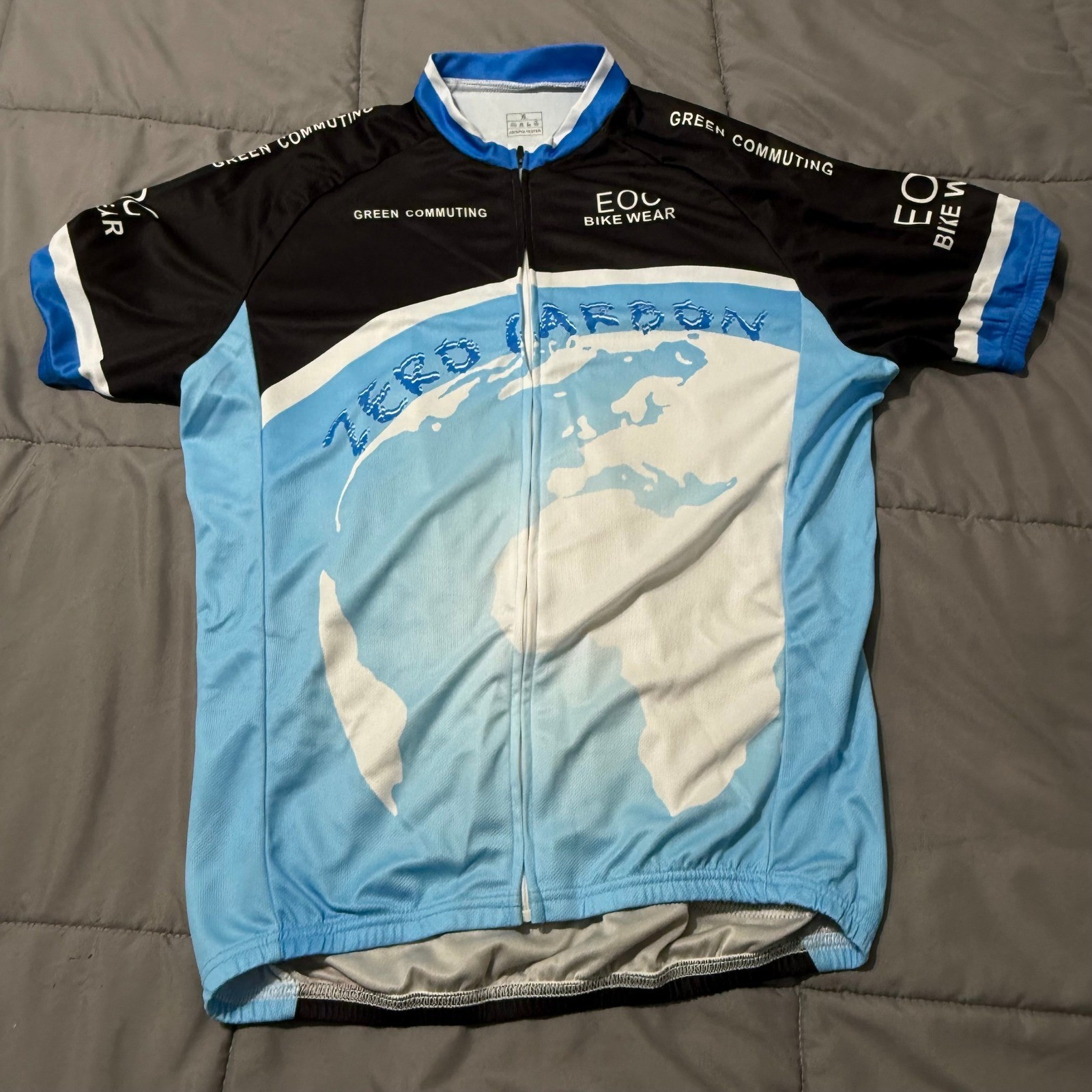 EOC Bike Wear Cycling Jersey Mens XL Blue Black Zero Carbon Green Commuting Zip