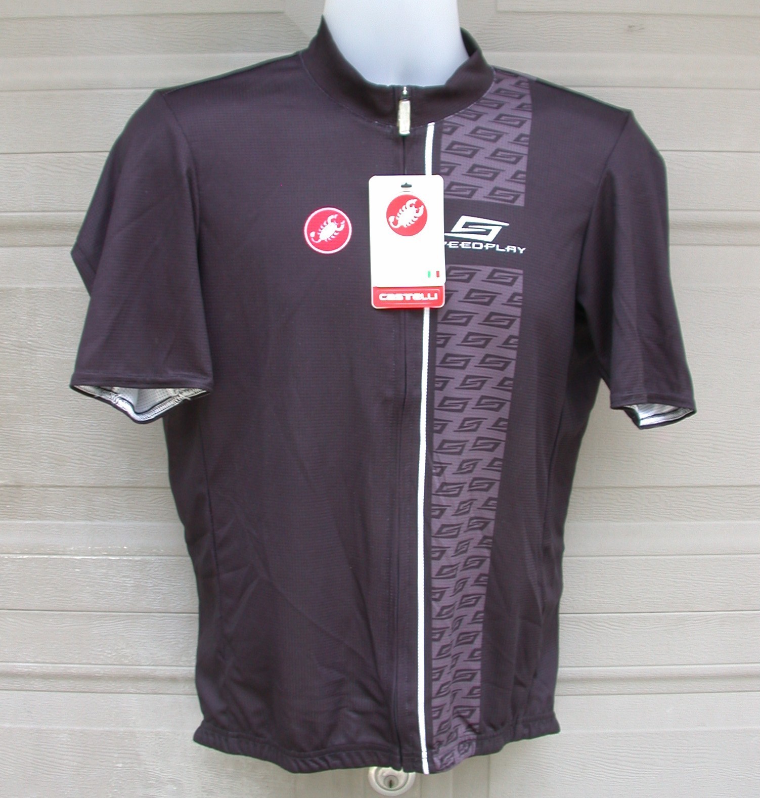 NEW- Men’s SpeedPlay Team Cycling Jersey by Castrelli, Full Zip, Chest=44in