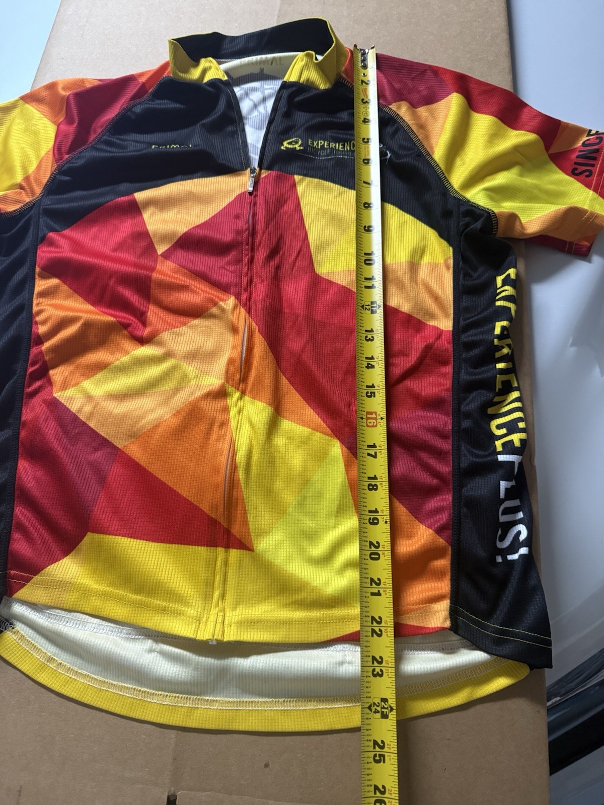 Be Primal Red Orange Experience Plus bicylist shirt size M Cycling Jersey