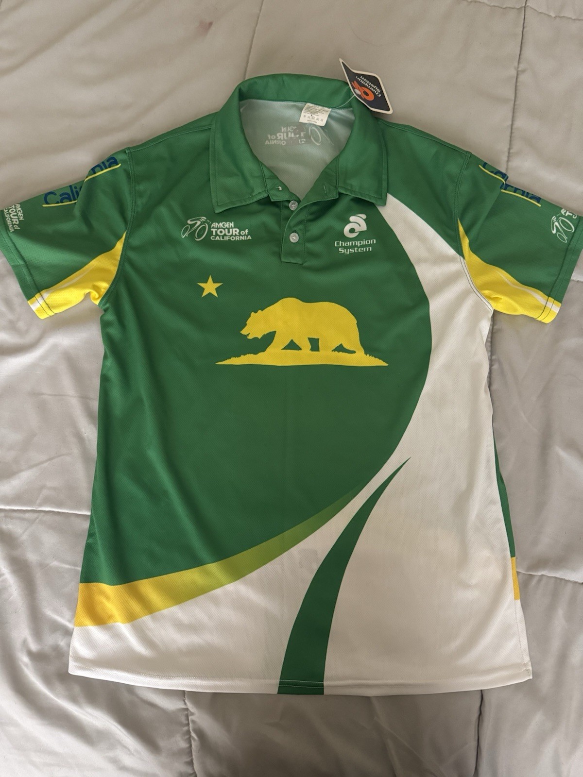 Champion Sys Amgen Tour Visit California Men’s Cycling Jersey Polo Collared