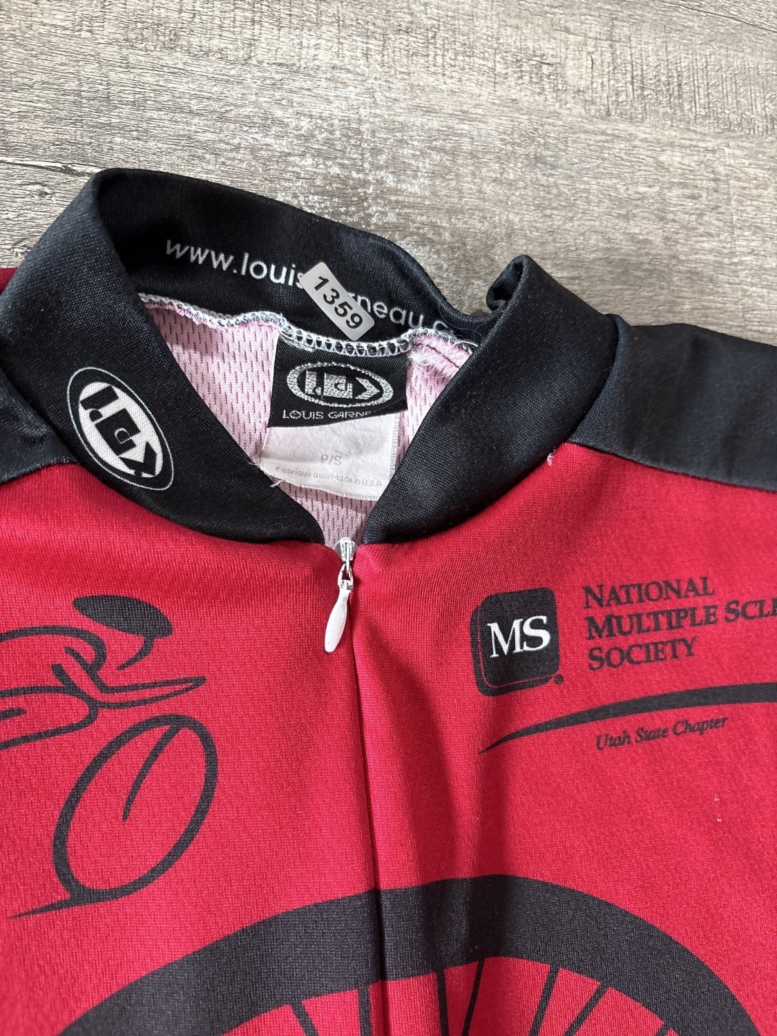 Louis Garneau MS 150 Bike Tour Cycling Jersey Mens Small Red Ruby Spokes Club