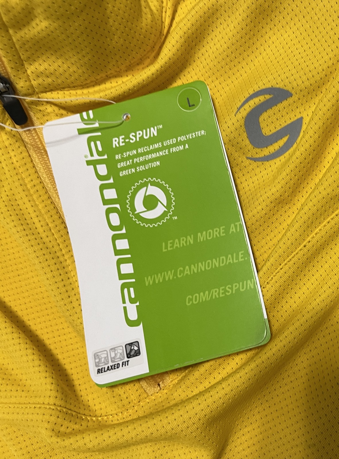 Cannondale RE-SPUN Cycling Jersey Men’s Large Yellow Short Sleeve Relaxed Fit