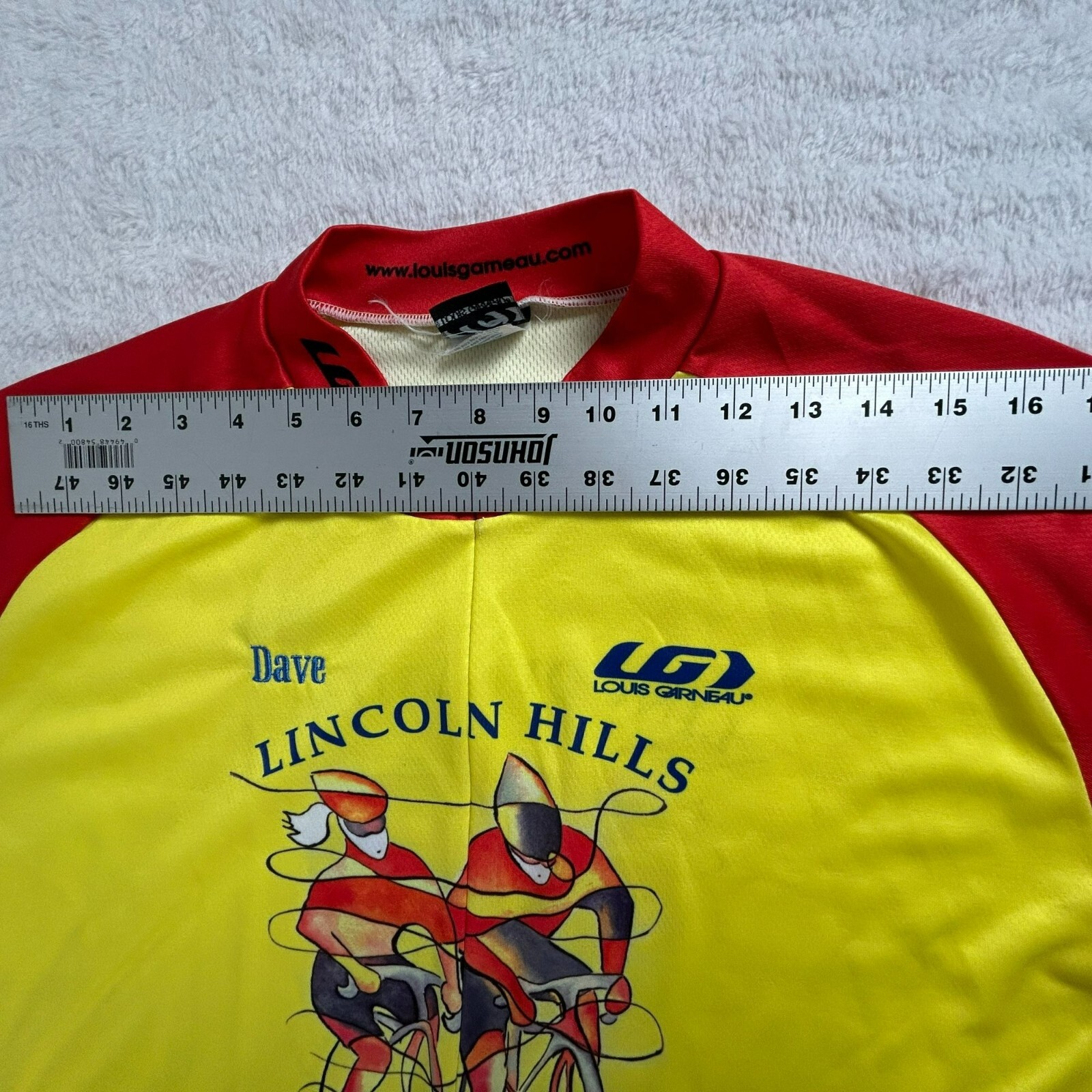 Louis Garneau Men’s Full Zip Mock Neck Activewear Cycling T-Shirt Yellow/Red