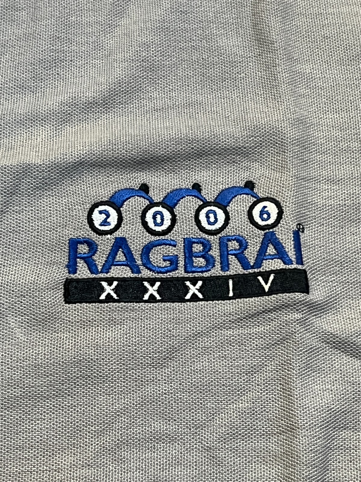 Ragbrai XXXIV Cycling Jersey Men’s Size L NEW Colar Collared Shirt gray
