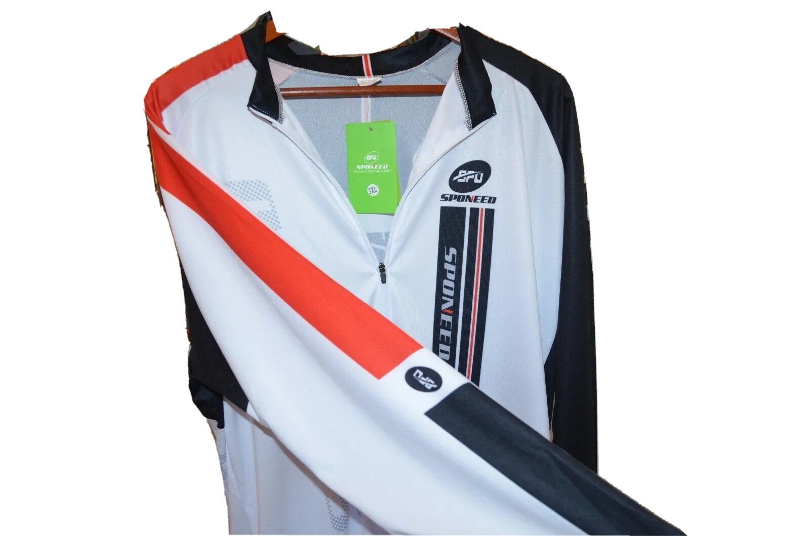 Sponeed Men’s Cycle Jersey Long Sleeve Bike Shirt Red Black White U.S. XXL NWT