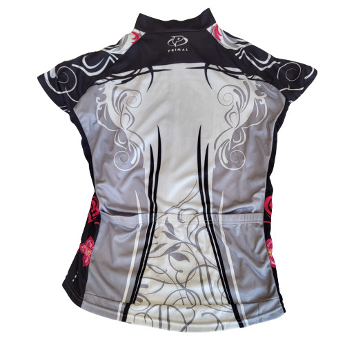 Primal Women’s Full-Zip Cosmo Cut Cycling Jersey, Black/White/Gray/Pink, Size: M