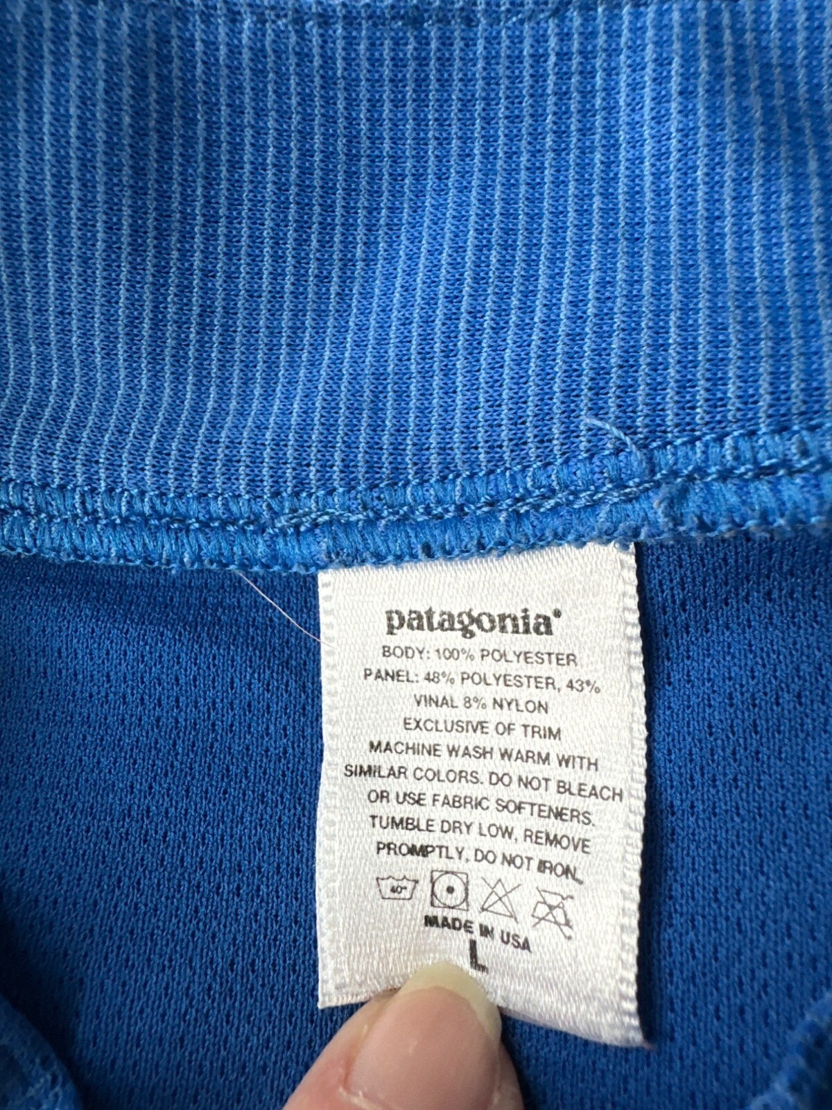 Vintage Patagonia Cycling Shirt Jersey Adult Large Blue 1/2 Zip Polyester