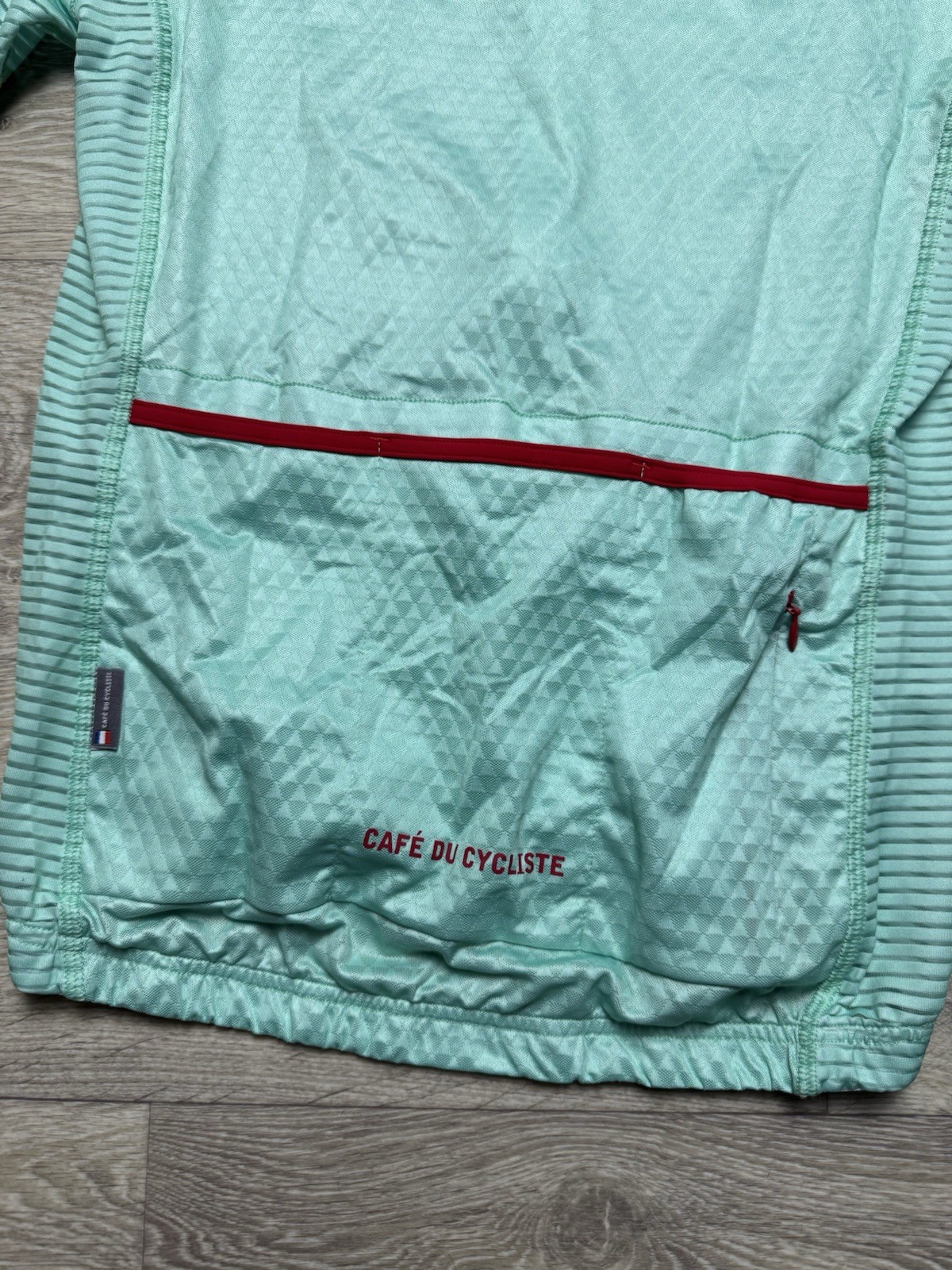 Cafe du Cycliste Micheline Man Cycling Jersey Size M Neo Mint Green Full Zip