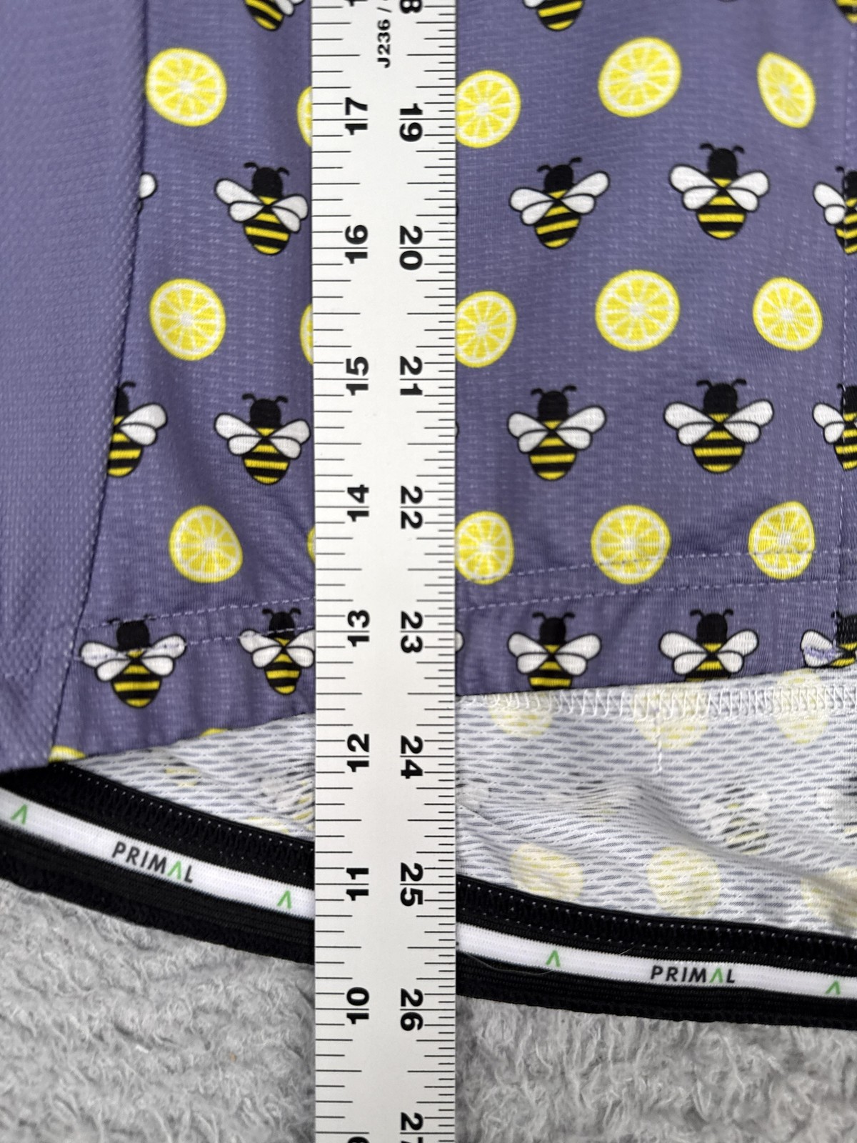 Primal Cycling Jersey Womens Large Blue Bee Lemon Graphic Full Zip Pockets Bike