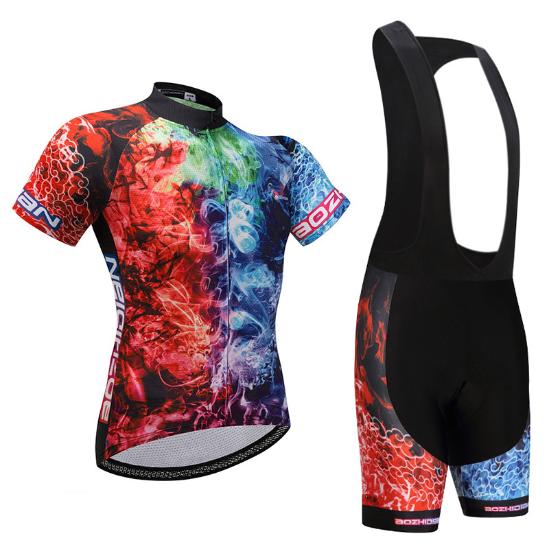 Men’s Bicycle Clothing Short Sleeve Cycling Jersey and (Bib) Shorts Kit Red-Blue
