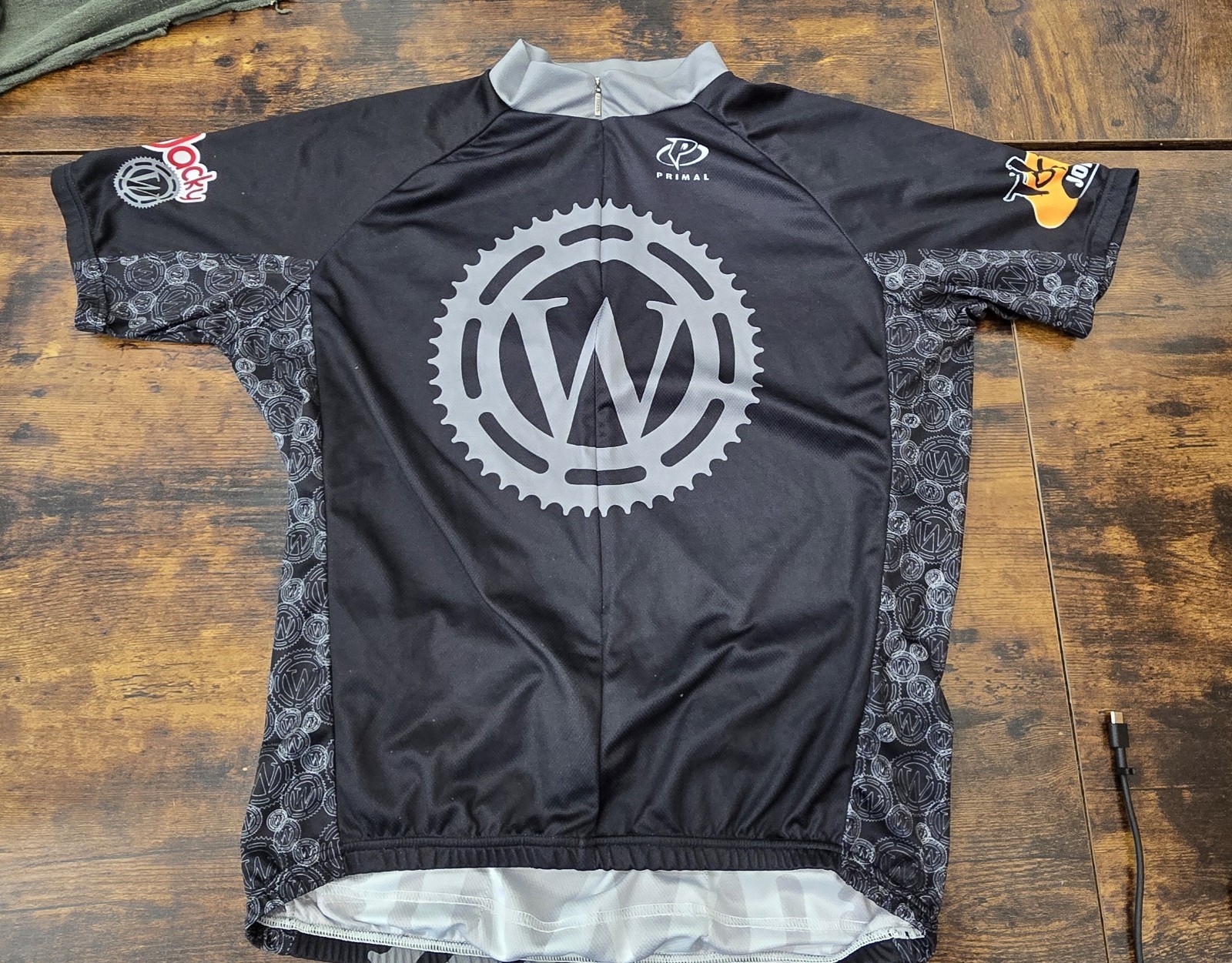 Primal Men’s L Black/Gray Cycling Jersey Short Sleeve Full Zip Pockets Collared