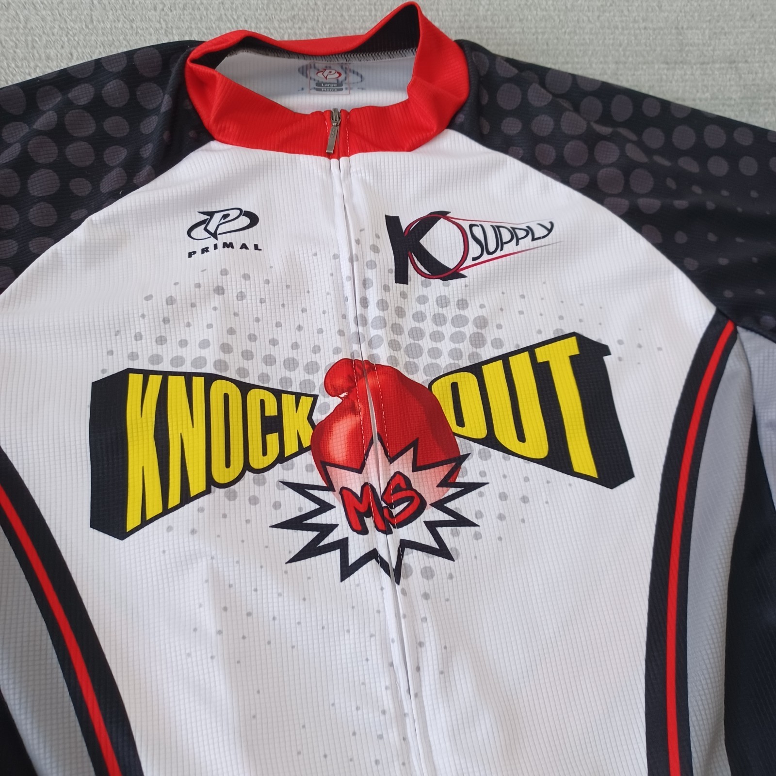 Primal Cycling Jersey Men Large Full Zip Lightweight Stretch Knock Out Logo