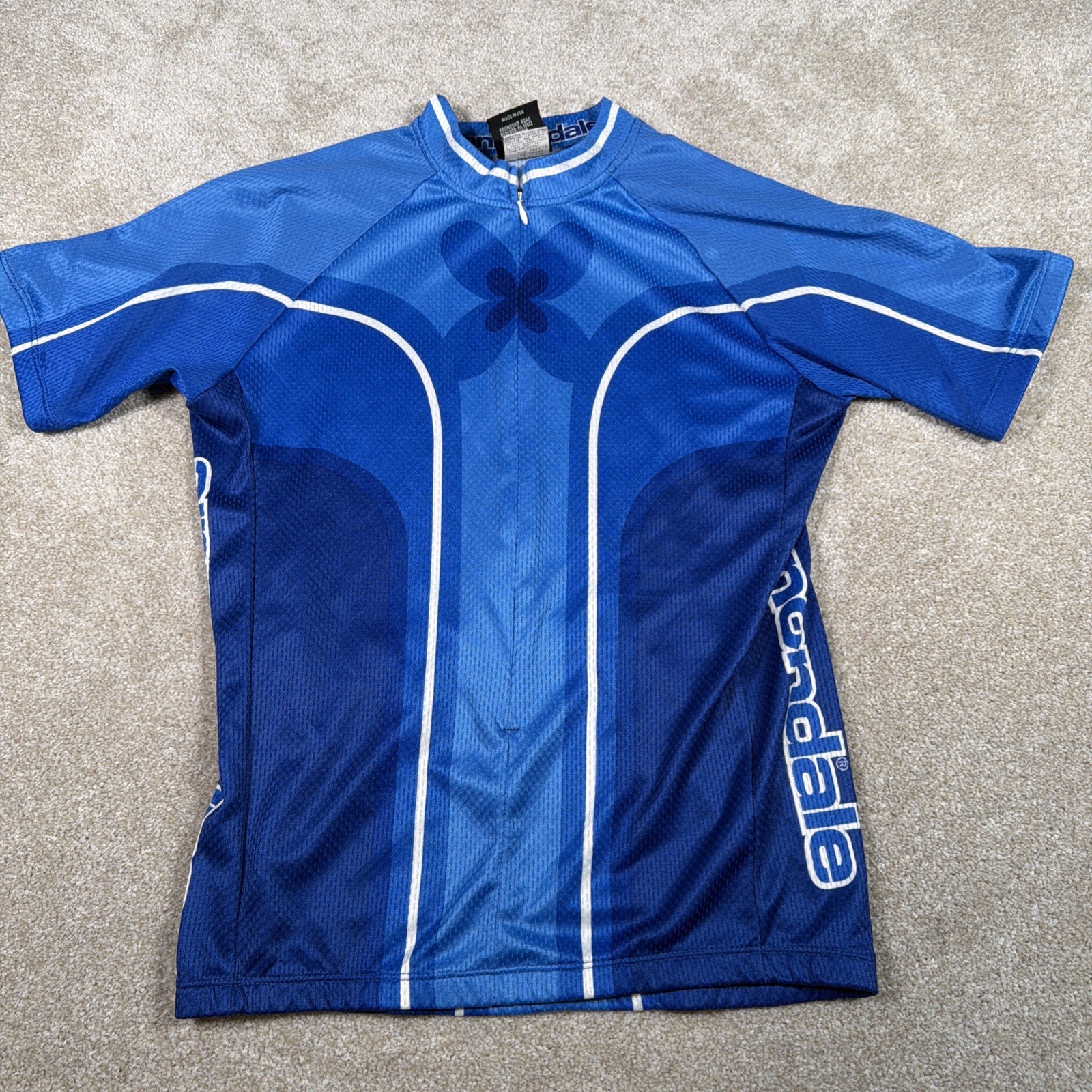 Cannondale 3/4 Zip Cycling Riding Jersey Mens Large Blue Short Sleeve Logo