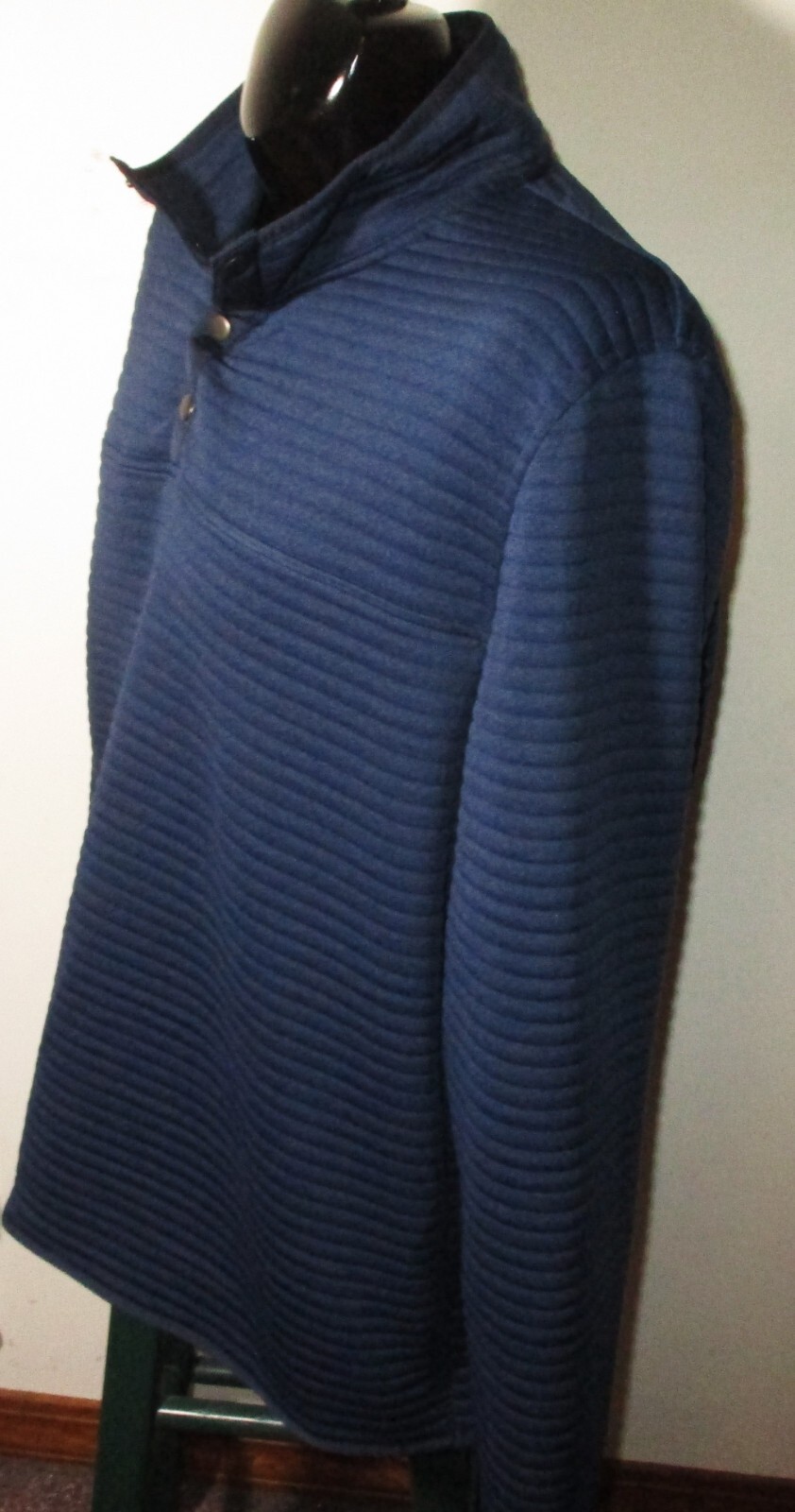 SONOMA Blue Ribbed Mock Snap Button V-Neck Jersey Size XXL