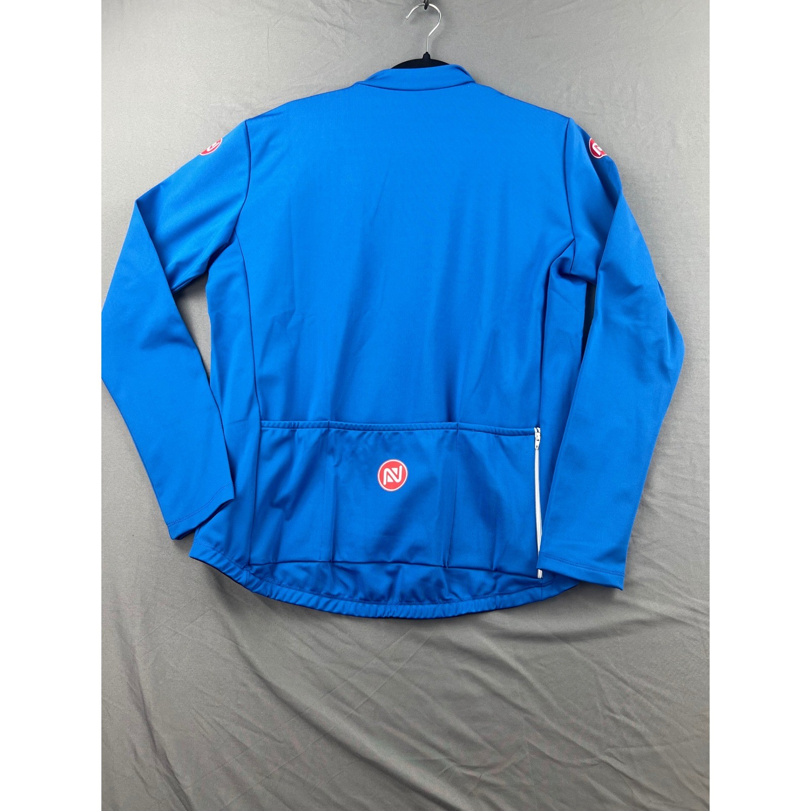 No Back Cycling Jersey Mens XXL Blue Long Sleeve Full Zip Mock Neck NWT