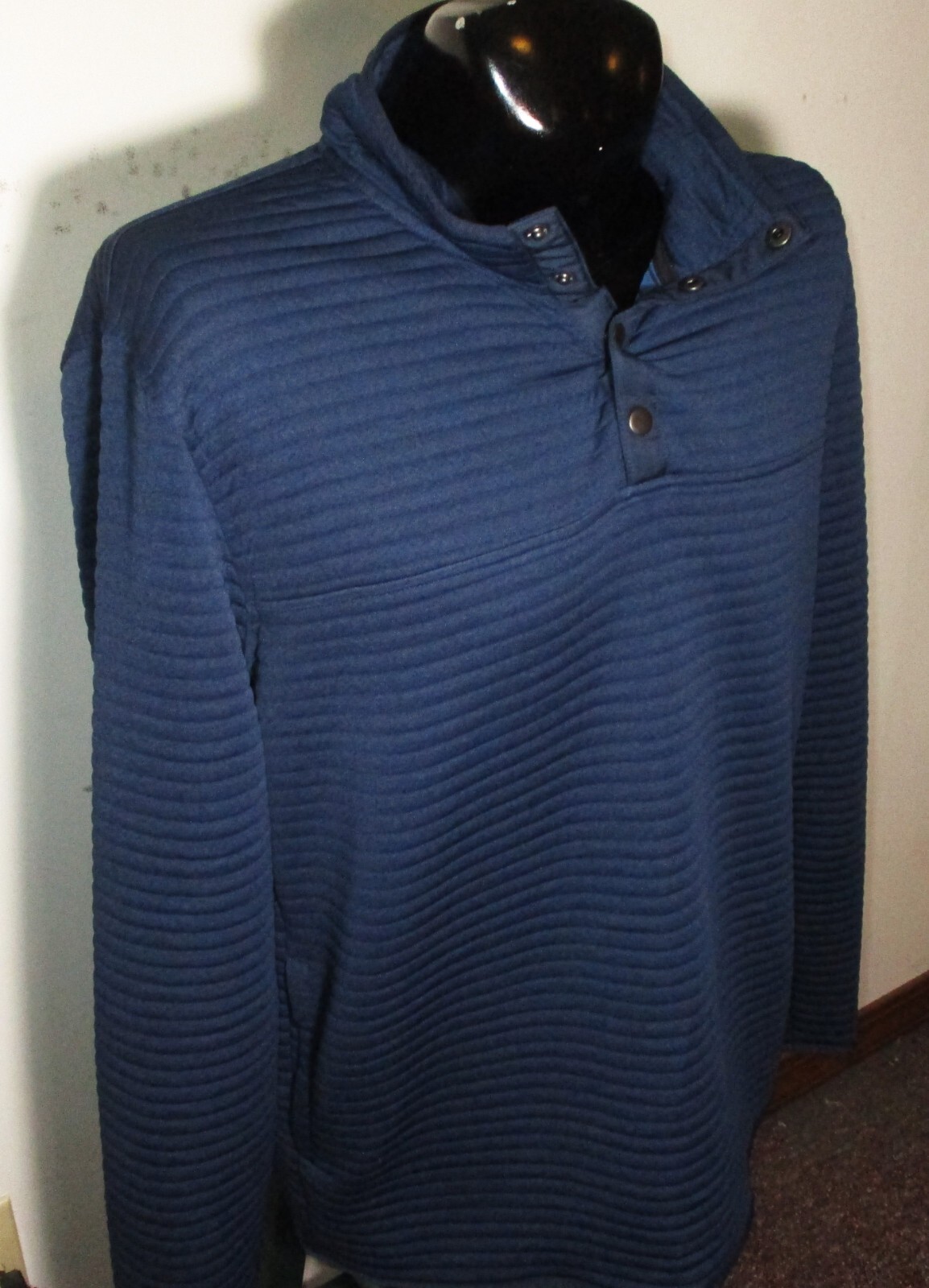 SONOMA Blue Ribbed Mock Snap Button V-Neck Jersey Size XXL