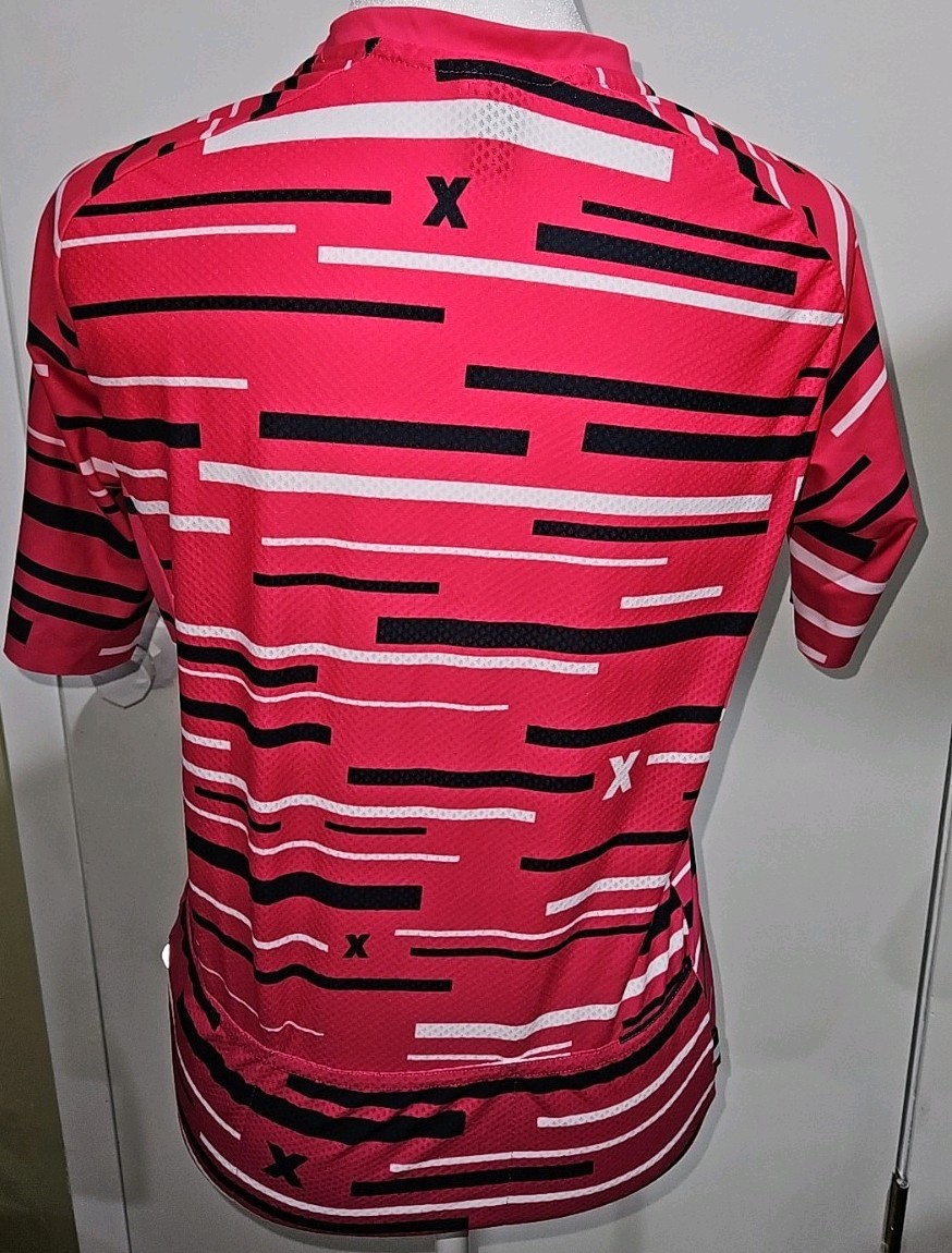 DNA Cycling Pro Jersey Womens M Pink Striped Full Zip Made in Italy Athletic Fit