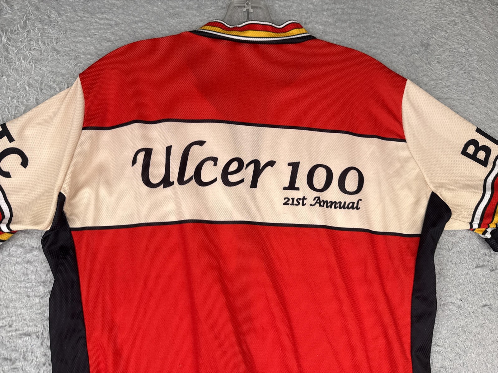 Voler Ulcer 100 21st Annual Cycling Jersey Mens Large Red 1/4 Zip Pockets BBTC