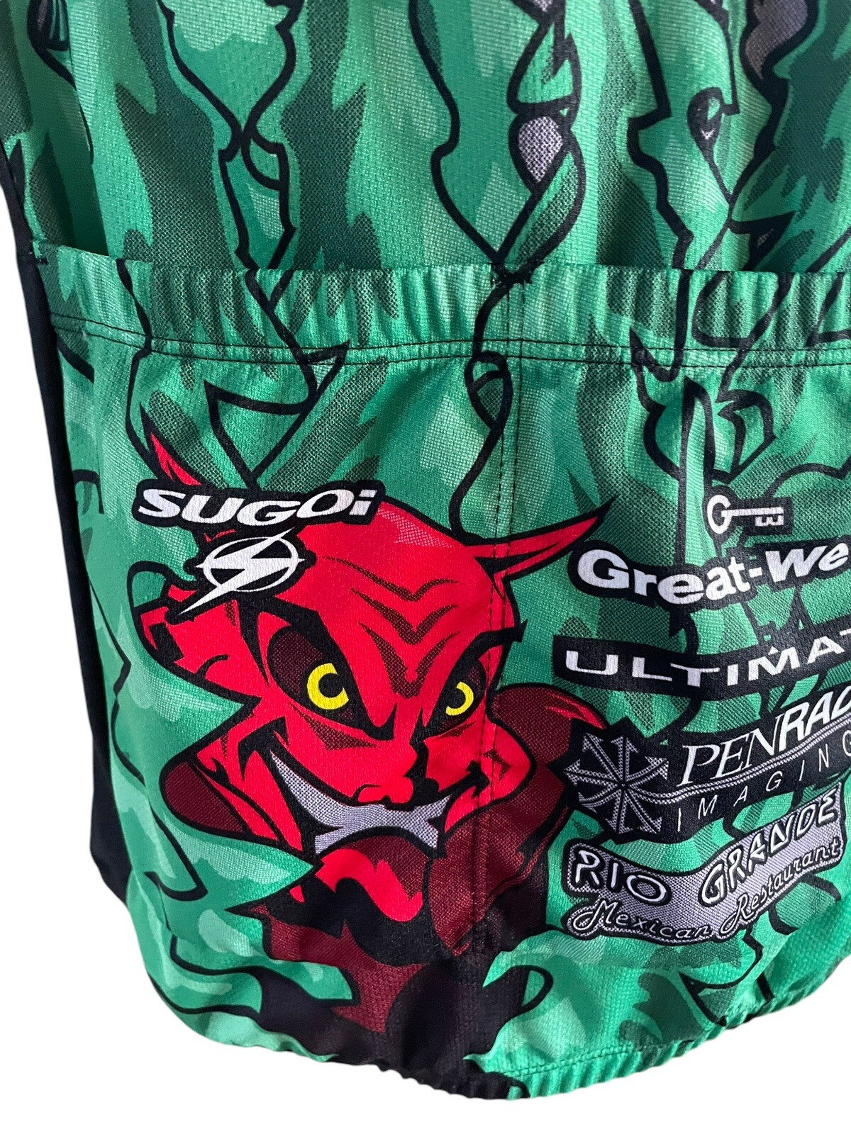Vintage SUGOI Cycling Jersey Medium Pockets Shirt High Roller Devil’s Gulch 2002
