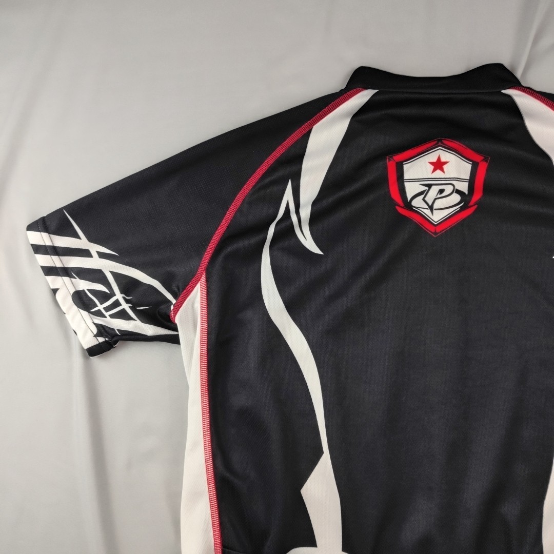 Primal Cycling Jersey Mens L Black Red 1/2 Zip Back Pockets 100% Polyester