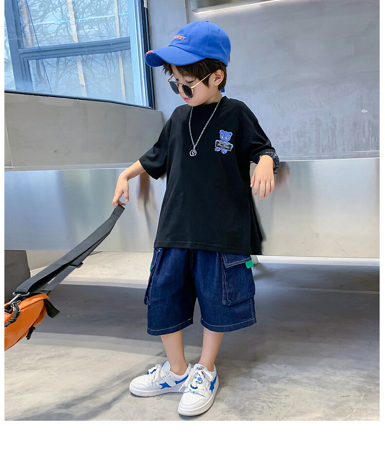 Glow-in-the-dark Boy Cotton T-shirt Summer 2025 New Short Sleeve Summer Designer