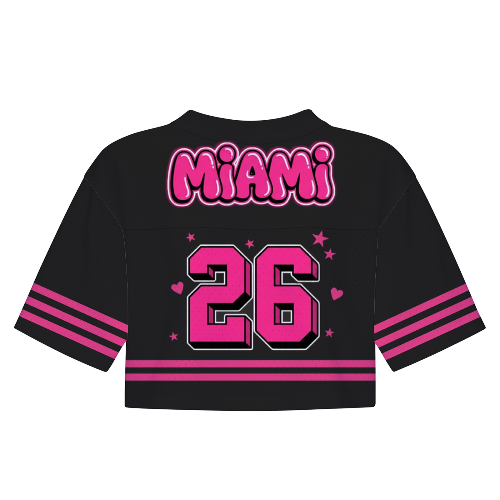 Ladies Y2K Crop Top Football Shirt Black Pink V Neck No 26