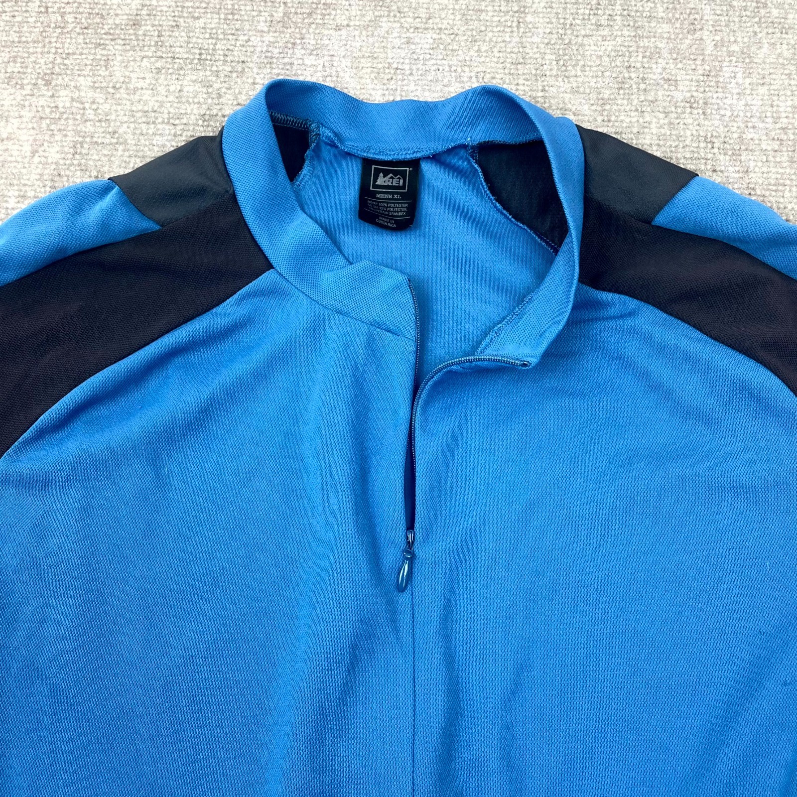 REI Cycling Jersey Mens XL Blue Logo Racing Athleisure Moisture Wicking Full Zip