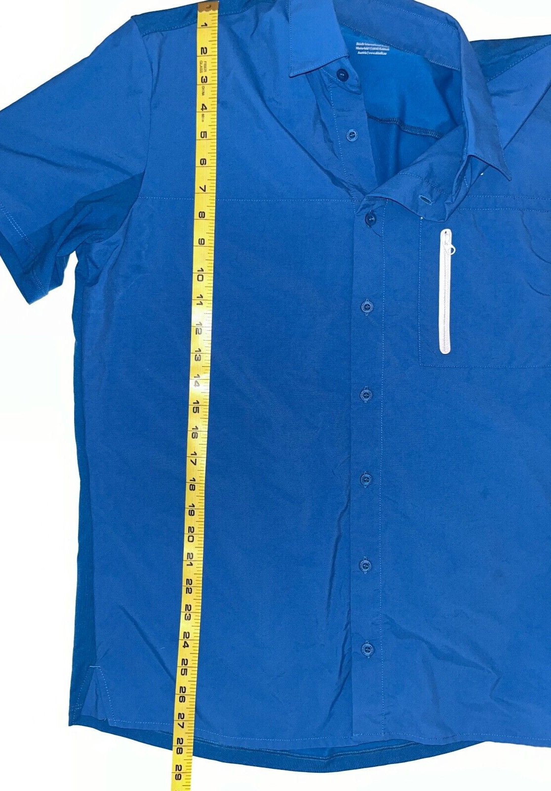 Skinfit Men’s Alvera Travel Shirt Sport Short Sleeve Button Stretch Blue Size L