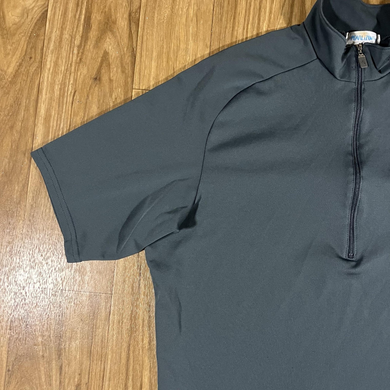 Pearl Izumi Cycling Jersey Mens Large Gray 1/4 Zip Pockets Made In USA Technical