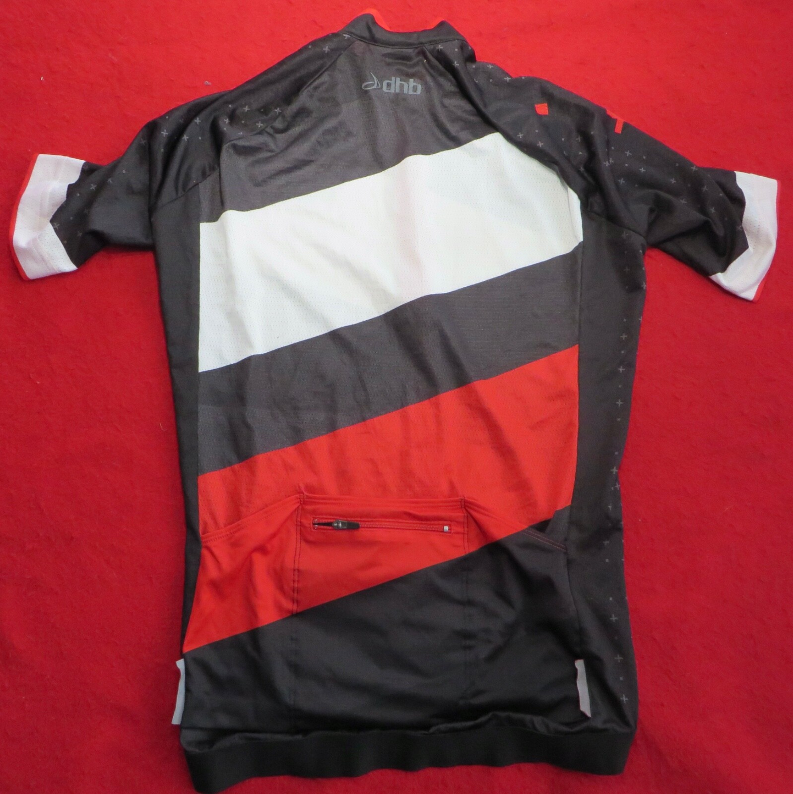 DHB Mens Cycling Jersey and Bib Short Set – UK design – Black/Red/White – XS