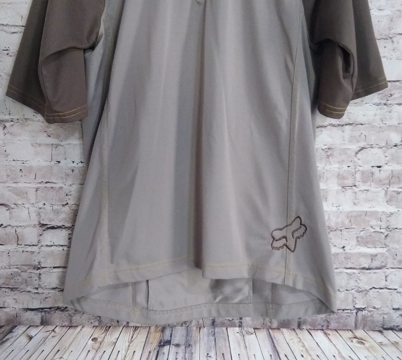 Fox Racing 1/4 Zip Cycling Jersey Shirt Back Pocket Brown/Tan Medium