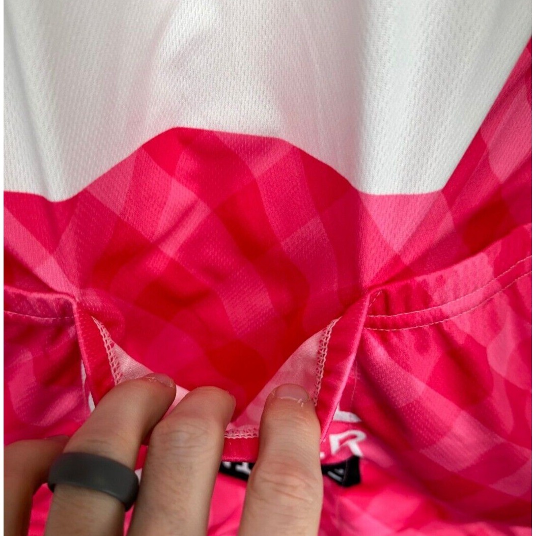 NEW PRIMAL Shirt Mens Large Pink White Colorblock Cycling Jersey Short Sleeve