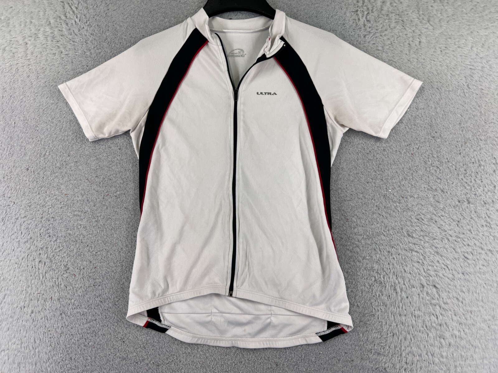 Performance Cycling Jersey Womens Medium White Black Full Zip 100% Polyester