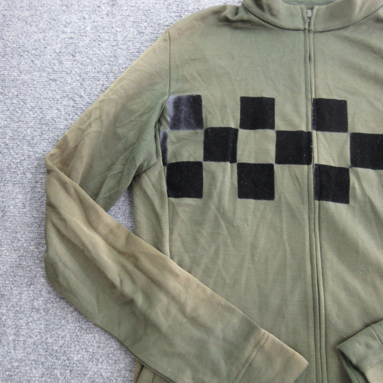 Rapha Cycling Jersey Mens Large Green Check Classic Long Sleeve Full Zip Bike