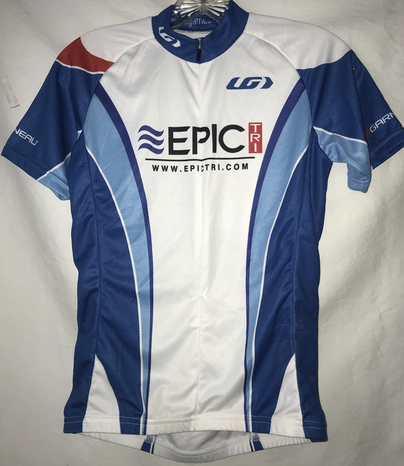 Louis Garneau Womens Small 3/4 Zip Epic USA Tri Cycling Jersey Shirt vg