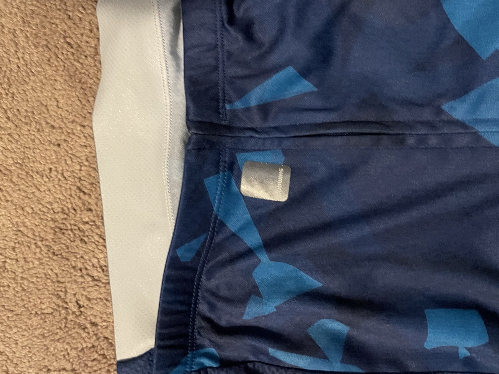 Shimano Cycling Jersey Women’s XS Blue Geometric Triangles Shapes Full Zipper