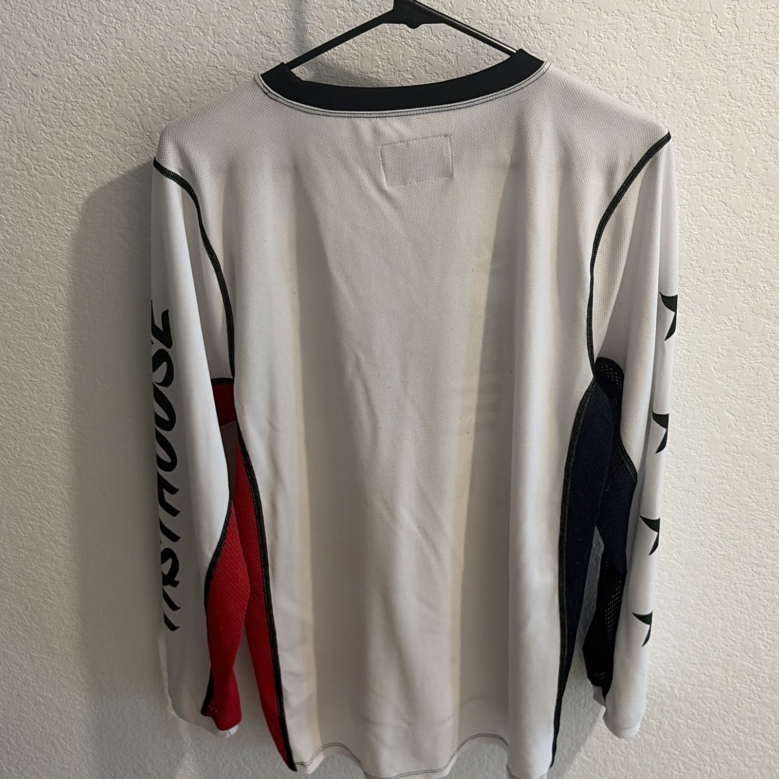Fasthouse Long Sleeve Cycling Jersey L American Flag Graphic Mesh White/Red