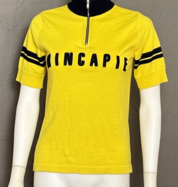 Hincapie Wool Cycling Jersey 1/4 Metal Zip Yellow + Black Made in Italy Medium