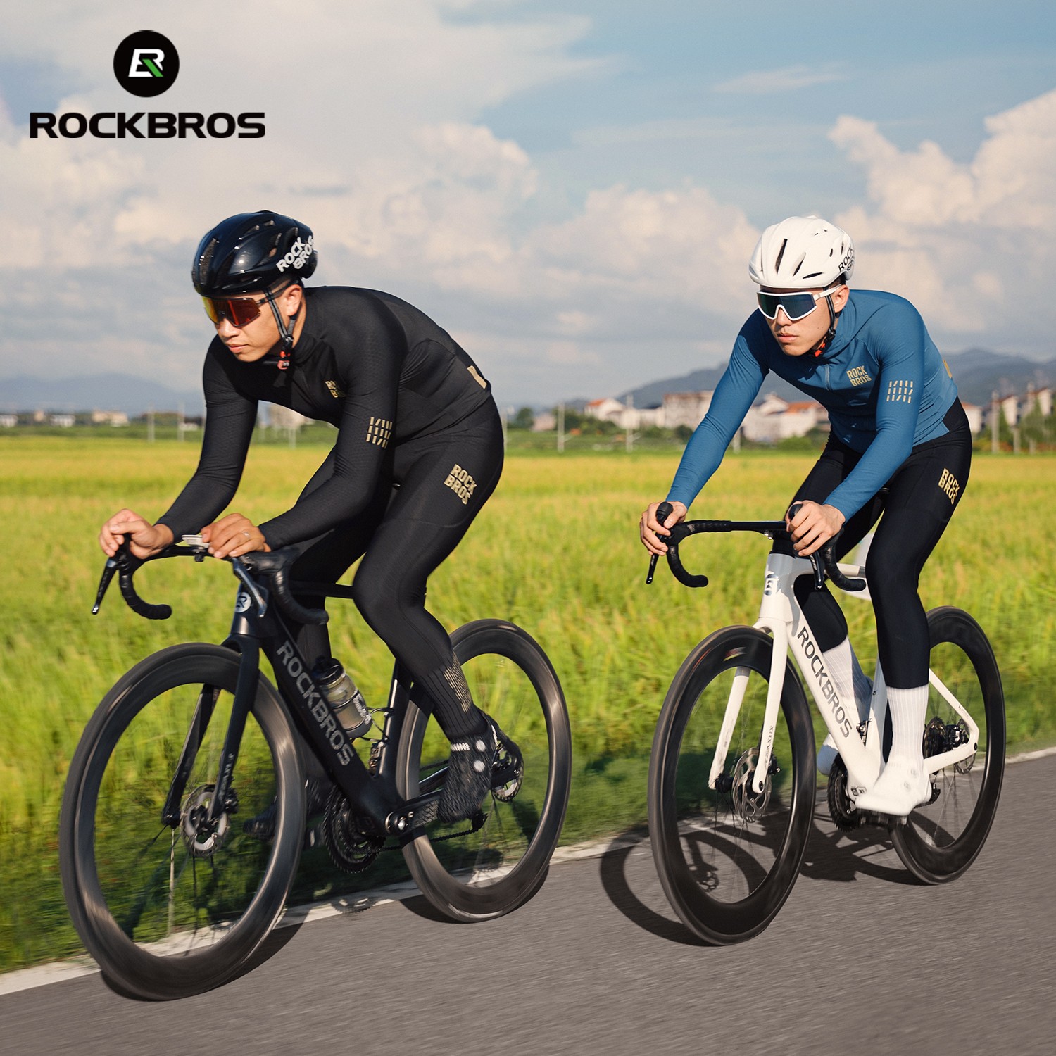 ROCKBROS Cycling Jersey Men’s Bike Shirt Long Sleeve Cycle Top with Pockets